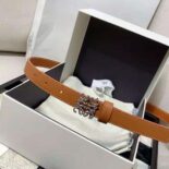 Loewe Women Anagram Belt in Pebble Grain Calfskin-Tan E619Z15X03