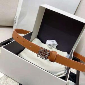 Loewe Women Anagram Belt in Pebble Grain Calfskin-Tan E619Z15X03