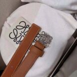 Loewe Women Anagram Belt in Pebble Grain Calfskin-Tan E619Z15X03