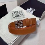 Loewe Women Anagram Belt in Pebble Grain Calfskin-Tan E619Z15X03