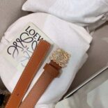 Loewe Women Anagram Belt in Pebble Grain Calfskin-Tan/Gold E619Z15X03