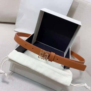 Loewe Women Anagram Belt in Pebble Grain Calfskin-Tan/Gold E619Z15X03