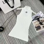 Loewe Women High Neck Top in Cotton Blend-White S359Y23X81