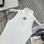 Loewe Women High Neck Top in Cotton Blend-White S359Y23X81