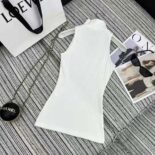 Loewe Women High Neck Top in Cotton Blend-White S359Y23X81