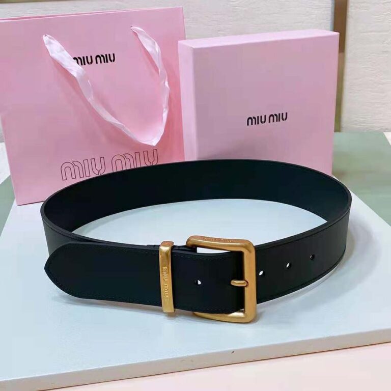 Miu Miu Women Leather Belt-Black 5CC589_2E6Y_F0002