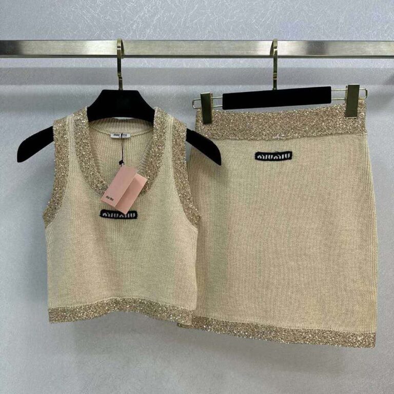 Miu Miu Women Silk Knit Top-Beige MMV155_13Q1_F0061