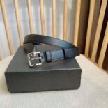 Prada Unisex N Leather Belt with Enameled-metal Triangle Logo-Black F0002