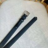 Prada Unisex N Leather Belt with Enameled-metal Triangle Logo-Black F0002