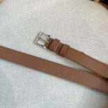 Prada Unisex N Leather Belt with Enameled-metal Triangle Logo-Brown F0046