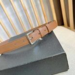 Prada Unisex N Leather Belt with Enameled-metal Triangle Logo-Brown F0046