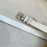 Prada Unisex N Leather Belt with Enameled-metal Triangle Logo-White F0009
