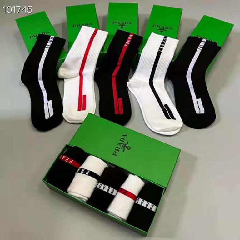 Prada Unisex Technical Yarn Ankle Socks-Black UCL708