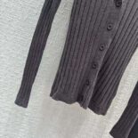 Prada Women Cashmere and Silk Cardigan with Collar-Gray Prada Women Cashmere and Silk Cardigan with Collar-Gray