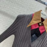 Prada Women Cashmere and Silk Cardigan with Collar-Gray
