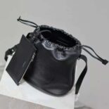 Saint Laurent YSL Men Rive Gauche Laced Bucket Bag in Econyl®-Black