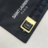 Saint Laurent YSL Women La 66 Buckle Belt in Crocodile-embossed Leather-Black