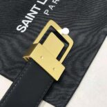 Saint Laurent YSL Women La 66 Buckle Belt in Crocodile-embossed Leather-Black