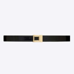 Saint Laurent YSL Women La 76 Buckle Belt in Brushed Leather and Enamel