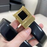 Saint Laurent YSL Women La 76 Buckle Belt in Brushed Leather and Enamel