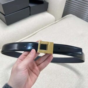 Saint Laurent YSL Women La 76 Buckle Belt in Brushed Leather and Enamel