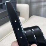 Saint Laurent YSL Women La 76 Buckle Belt in Brushed Leather and Enamel