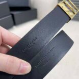 Saint Laurent YSL Women La 76 Buckle Belt in Brushed Leather and Enamel