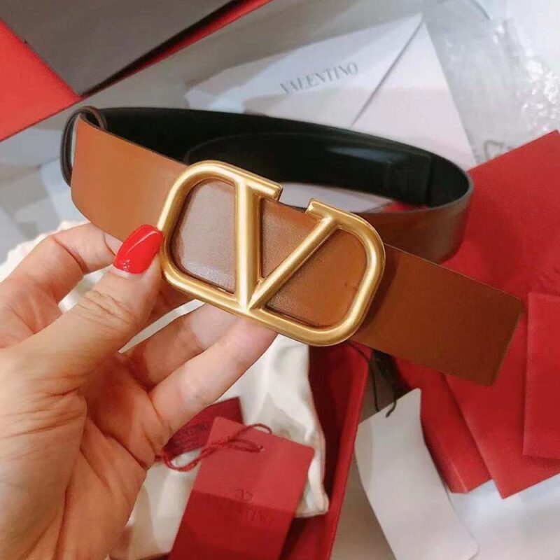 Valentino Women Reversible Vlogo Signature Belt in Glossy Calfskin 40 mm