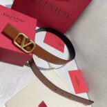Valentino Women Reversible Vlogo Signature Belt in Glossy Calfskin 40 mm