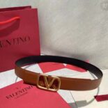 Valentino Women Reversible Vlogo Signature Belt in Glossy Calfskin 40 mm