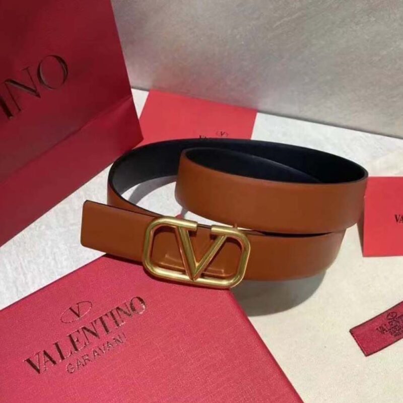 Valentino Women Reversible Vlogo Signature Belt in Glossy Calfskin 40 mm