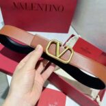 Valentino Women Reversible Vlogo Signature Belt in Glossy Calfskin 40 mm