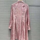 Versace Women Barocco Silk Midi Shirt Dress-Pink 1A03044
