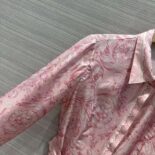 Versace Women Barocco Silk Midi Shirt Dress-Pink 1A03044