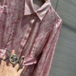 Versace Women Barocco Silk Midi Shirt Dress-Pink 1A03044