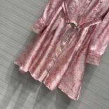 Versace Women Barocco Silk Midi Shirt Dress-Pink 1A03044