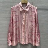 Versace Women Barocco Silk Shirt-Pink 1A10053