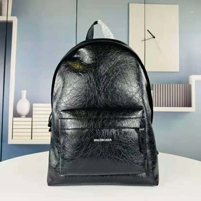 Balenciaga Men Explorer Backpack in Black Arena Lambskin