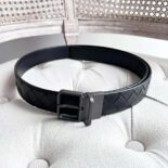 Bottega Veneta Men Intrecciato Belt in a Blown-up Intreccio Weave-Black