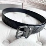 Bottega Veneta Men Intrecciato Belt in a Blown-up Intreccio Weave-Black