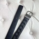 Bottega Veneta Men Intrecciato Belt in a Blown-up Intreccio Weave-Black
