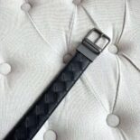 Bottega Veneta Men Intrecciato Belt in a Blown-up Intreccio Weave-Black