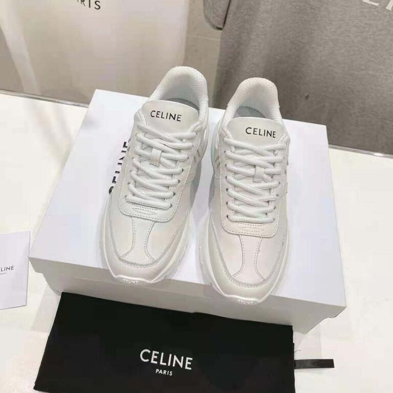 Celine Unisex Runner Cr-02 Low Lace-up Sneaker in Calfskin-White