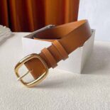 Celine Women Medium Twin Triomphe Belt in Vintage Calfskin-Brown