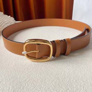 Celine Women Medium Twin Triomphe Belt in Vintage Calfskin-Brown