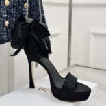Dior Women Mlle Dior Heeled Sandal Black Satin