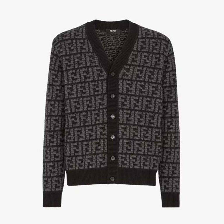 Fendi Men Black Cashmere Cardigan-FZC433APPAF05HY