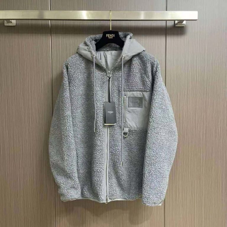 Fendi Men Blouson Gray Teddy Sweatshirt-FW1288AQMNF1MU3
