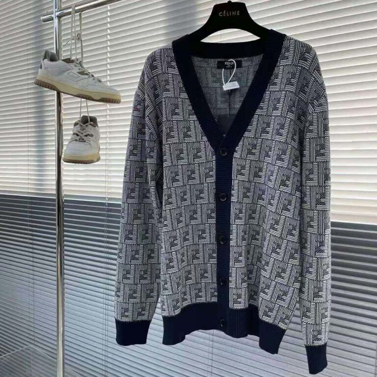 Fendi Men Blue Wool Cardigan-FZC491APJHF0QB0