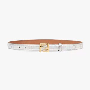 Fendi Women FF Belt Silver Leather-8C0648AQ1VF04TX